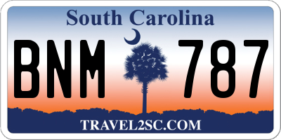 SC license plate BNM787