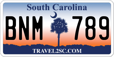 SC license plate BNM789