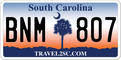SC license plate BNM807