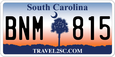 SC license plate BNM815