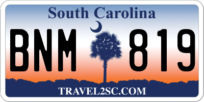 SC license plate BNM819