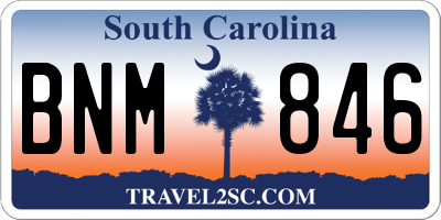 SC license plate BNM846