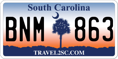 SC license plate BNM863