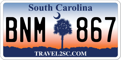 SC license plate BNM867