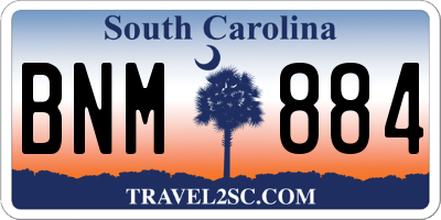 SC license plate BNM884