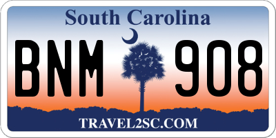 SC license plate BNM908