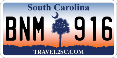 SC license plate BNM916