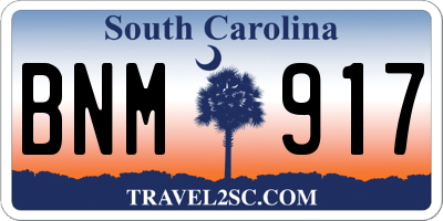 SC license plate BNM917