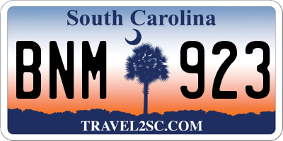 SC license plate BNM923