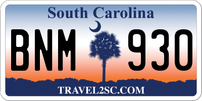 SC license plate BNM930