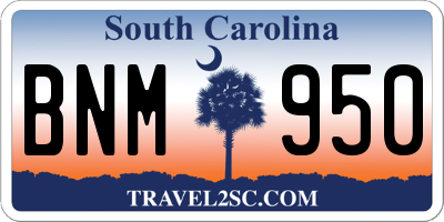 SC license plate BNM950