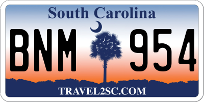 SC license plate BNM954