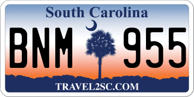 SC license plate BNM955