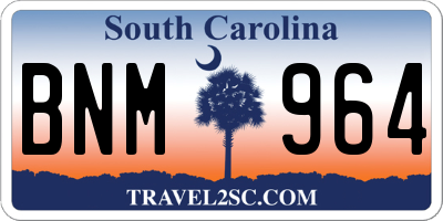 SC license plate BNM964