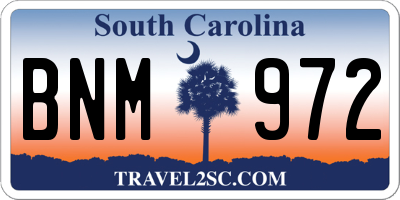 SC license plate BNM972