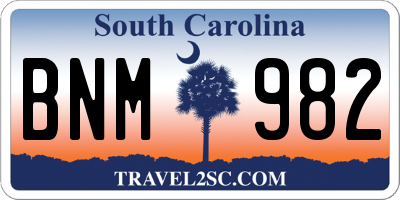 SC license plate BNM982