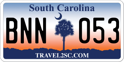 SC license plate BNN053