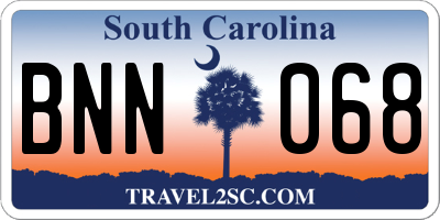 SC license plate BNN068