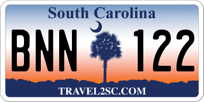 SC license plate BNN122