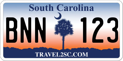 SC license plate BNN123