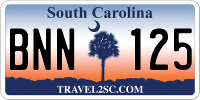 SC license plate BNN125