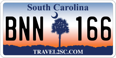 SC license plate BNN166