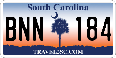 SC license plate BNN184