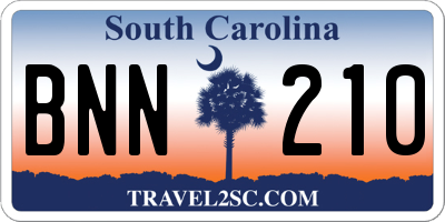SC license plate BNN210