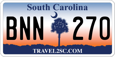 SC license plate BNN270