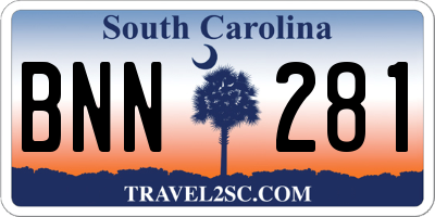 SC license plate BNN281