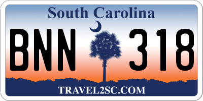 SC license plate BNN318