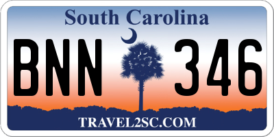 SC license plate BNN346