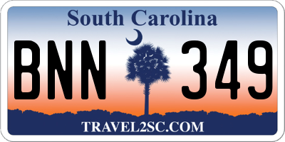 SC license plate BNN349