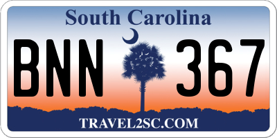 SC license plate BNN367