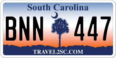 SC license plate BNN447