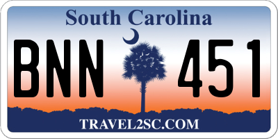 SC license plate BNN451