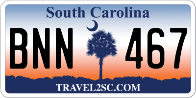 SC license plate BNN467