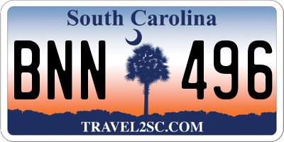 SC license plate BNN496