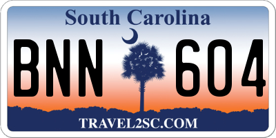 SC license plate BNN604