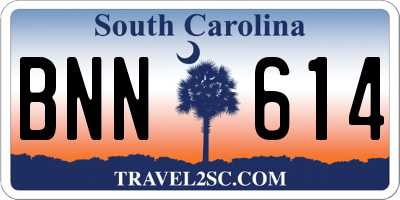 SC license plate BNN614