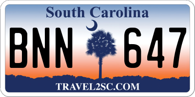 SC license plate BNN647