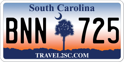 SC license plate BNN725