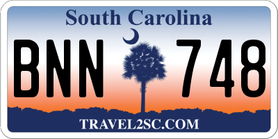 SC license plate BNN748
