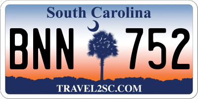 SC license plate BNN752