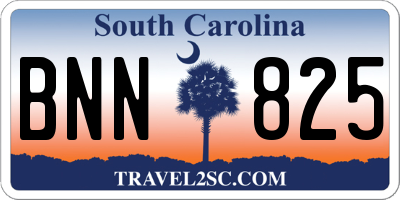SC license plate BNN825