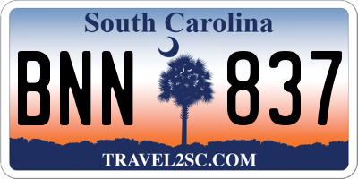 SC license plate BNN837
