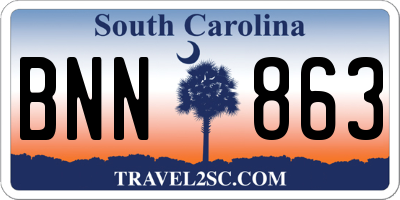 SC license plate BNN863