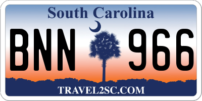 SC license plate BNN966