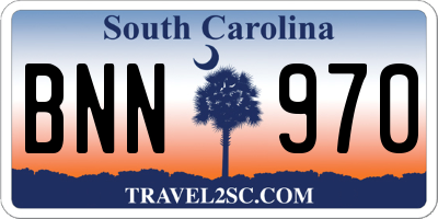 SC license plate BNN970