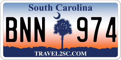 SC license plate BNN974